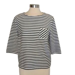 Top Black & White Stretch 3/4 Sleeve Woman’s Boat Neck XL